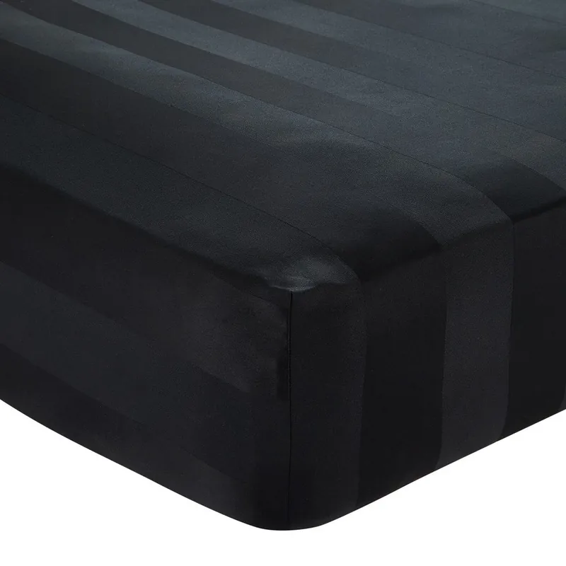 Czarne satynowe prześcieradło z gumką 150x200 cm So Soft Satin Stripe – Catherine Lansfield Bonami Łatwy zwrot