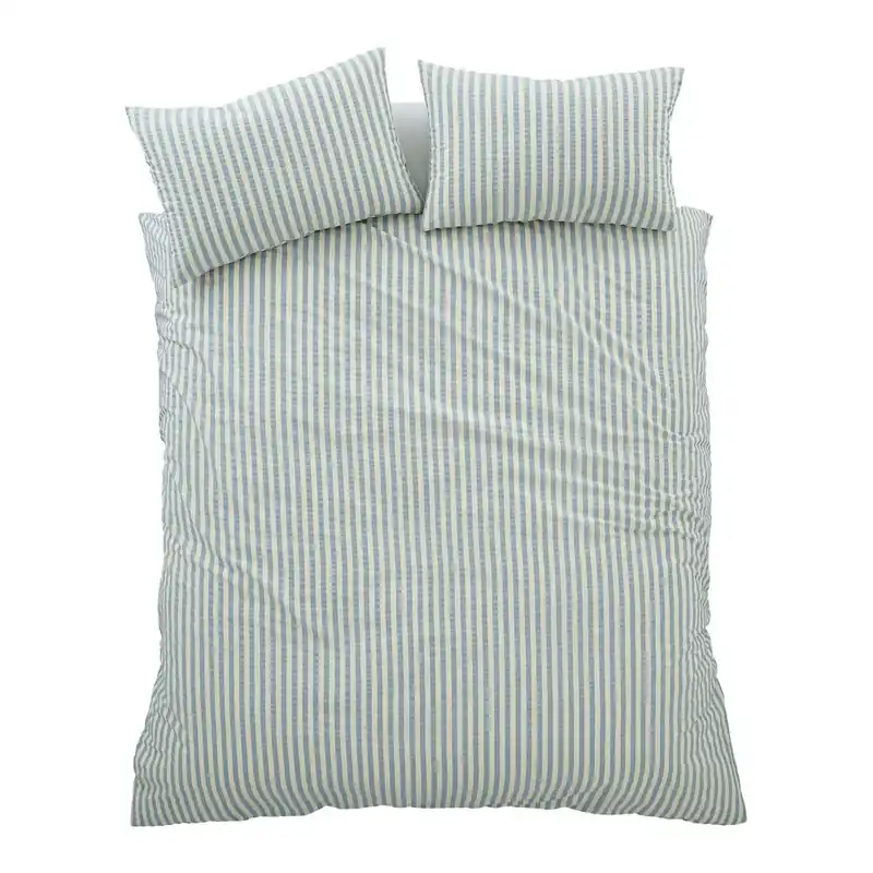 Sprawdź teraz Niebieska pościel dwuosobowa 3-częściowa 230x220 cm Cotton Rich Woven Stripe – Pineapple Elephant Bonami