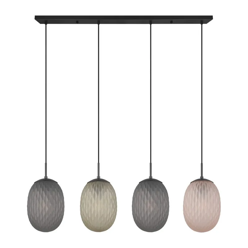 Zniżka Lampa wisząca w kolorze matowej czerni ze szklanym kloszem Facette – Trio Bonami