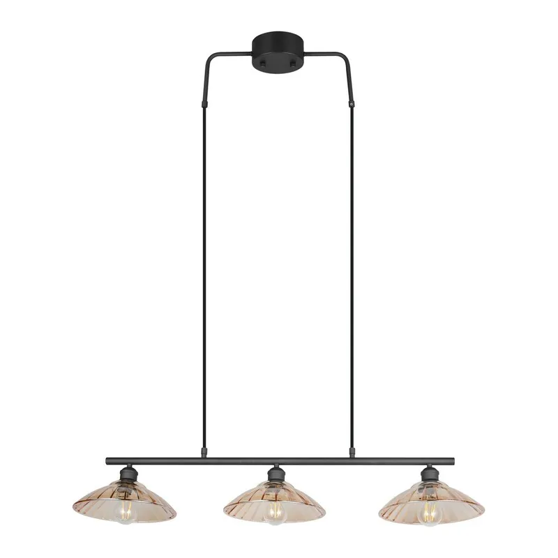 Czarno-bursztynowa metalowa lampa wisząca ze szklanym kloszem Eluna – Reality Bonami Bezpieczne zakupy