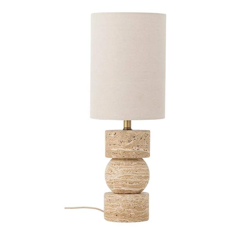 Kamienna lampa stołowa w naturalnym kolorze z tekstylnym kloszem (wysokość 53 cm) Marci – Bloomingville Bonami Hit sprzedaży