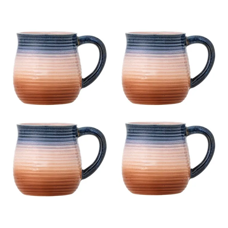 Niebiesko-pomarańczowe kubki ceramiczne zestaw 4 szt. 200 ml Tatum – Bloomingville Bonami Najlepsza cena