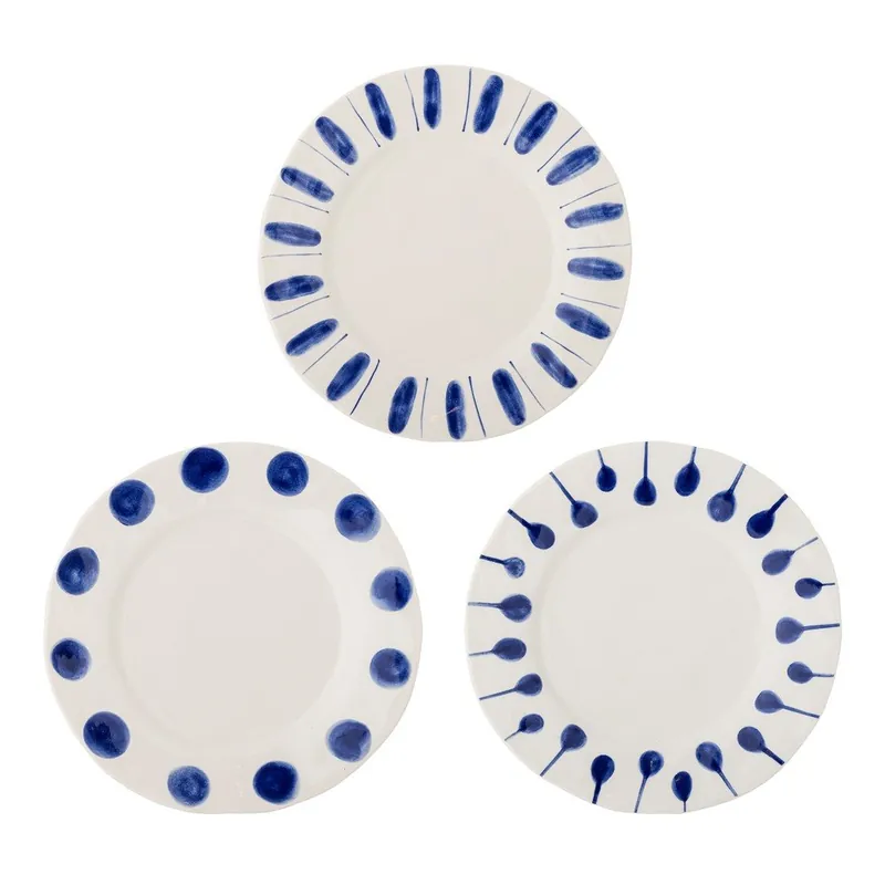 Bestseller Biało-niebieskie kamionkowe talerze zestaw 3 szt. ø 28 cm Linora – Bloomingville Bonami