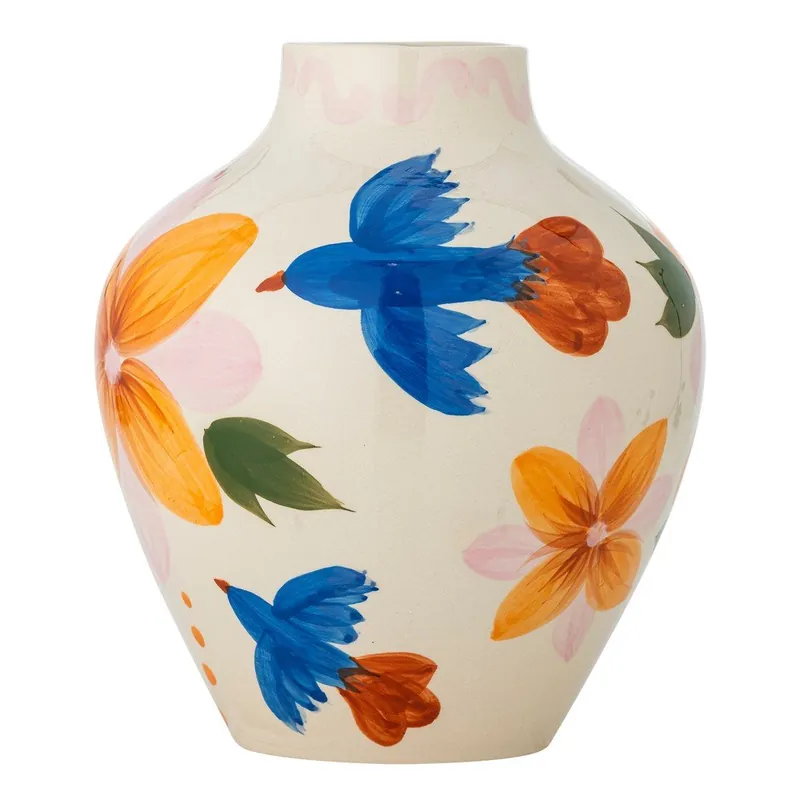 Super okazja Kamionkowy ręcznie malowany wazon (wysokość 27 cm) Maricala – Bloomingville Bonami