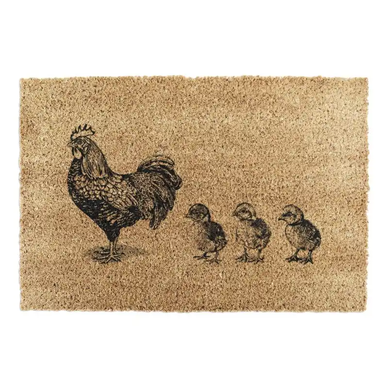 Bezpieczne zakupy Wycieraczka z włókna kokosowego 40x60 cm Chickens and Chicks – Artsy Doormats Bonami