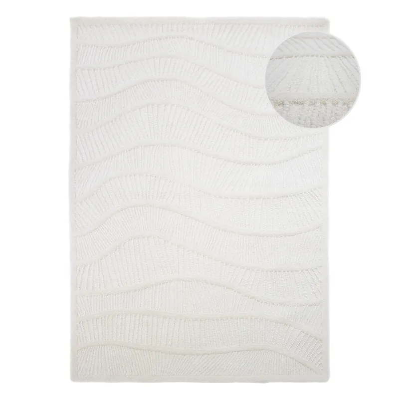 Biały dywan z mieszanki wełny tkany ręcznie 140x200 cm Sculptured Wave – Flair Rugs Bonami Ograniczona ilość