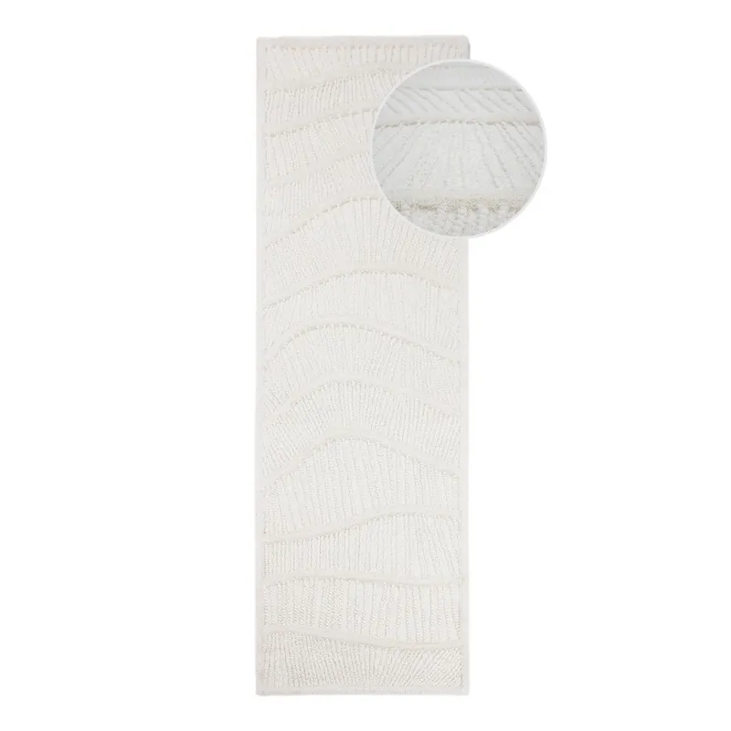 Zamów dziś Biały chodnik z mieszanki wełny tkany ręcznie 80x230 cm Sculptured Wave – Flair Rugs Bonami