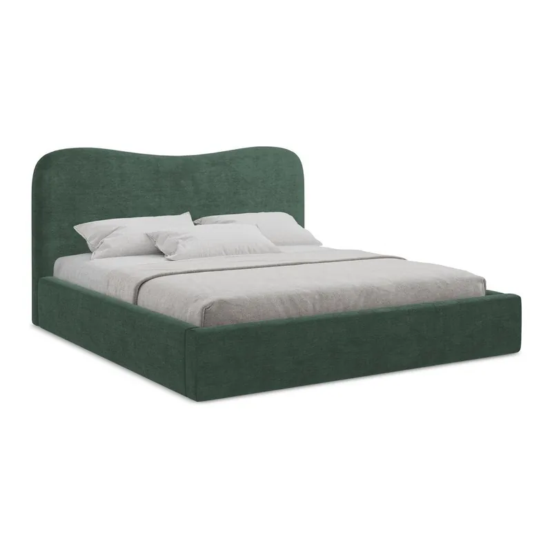 Wyjątkowa oferta Zielone tapicerowane łóżko dwuosobowe ze schowkiem i stelażem 180x200 cm Kahai – Makamii Bonami