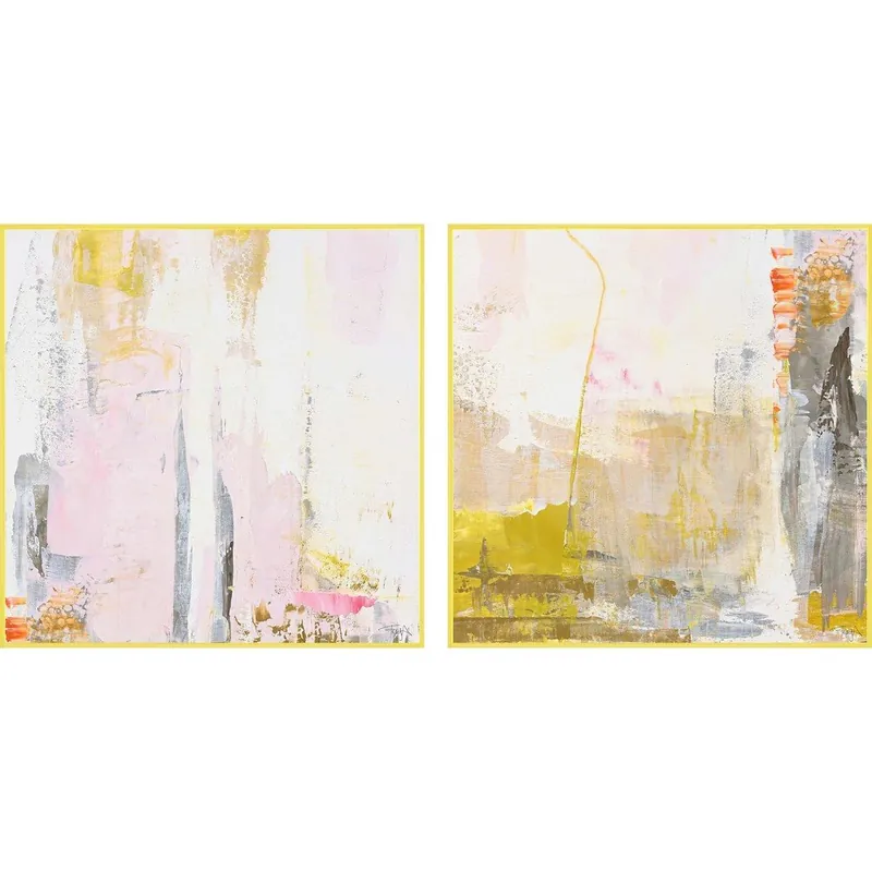 Obrazy drukowane z ręcznie malowanymi elementami na płótnie z ramą w zestawie 2 szt. 41,5x41,5 cm New Age Yellow – Malerifabrikken Bonami Wyprzedaż