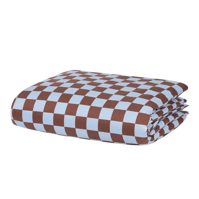 Oferta Jasnoniebiesko-brązowa poszwa na kołdrę jednoosobowa z satyny bawełnianej 140x200 cm Plu – noo.ma Bonami