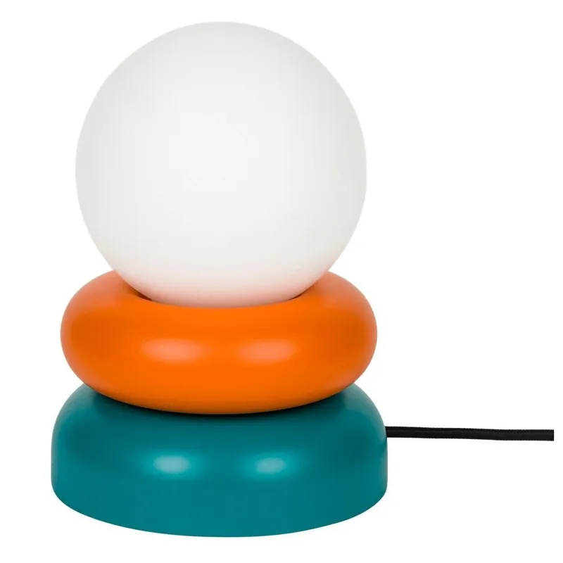 Morska/pomarańczowa lampa stołowa z litego drewna ze szklanym kloszem (wysokość 24 cm) Otem – noo.ma Bonami Dostępne od ręki