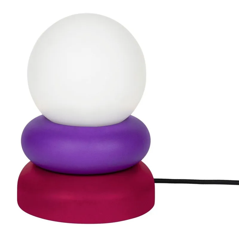 Hit sprzedaży Czerwona/fioletowa lampa stołowa z litego drewna ze szklanym kloszem (wysokość 24 cm) Otem – noo.ma Bonami