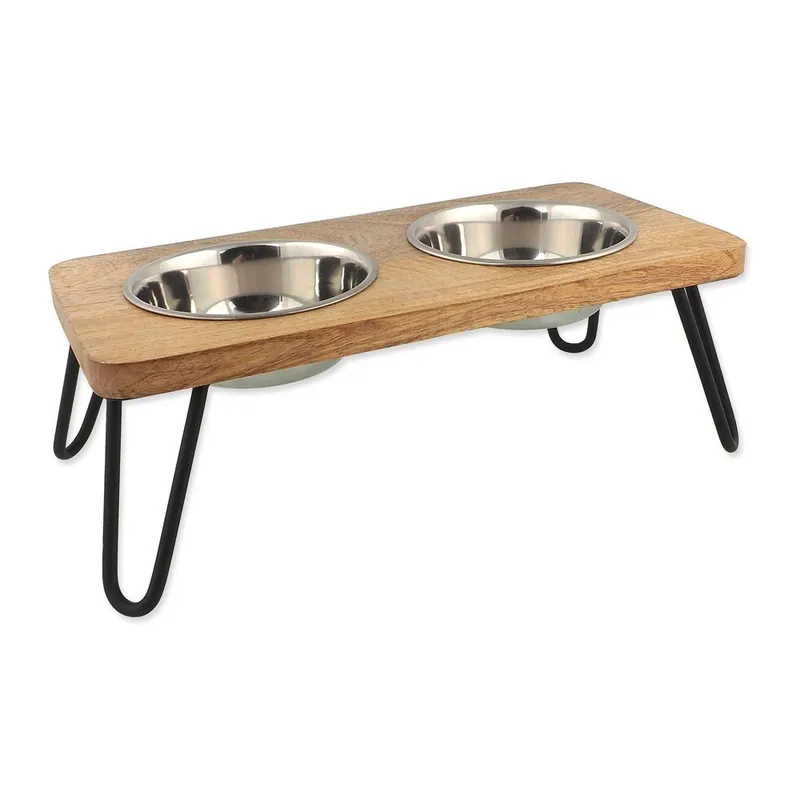 Dodaj do koszyka Drewniany zestaw misek ze stojakiem dla psów Dog Fantasy – Plaček Pet Products Bonami