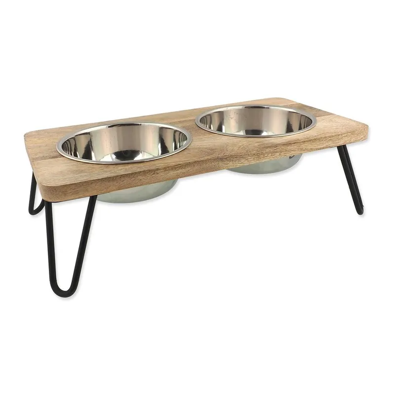 Wybór klientów Drewniany zestaw misek ze stojakiem dla psów Dog Fantasy – Plaček Pet Products Bonami