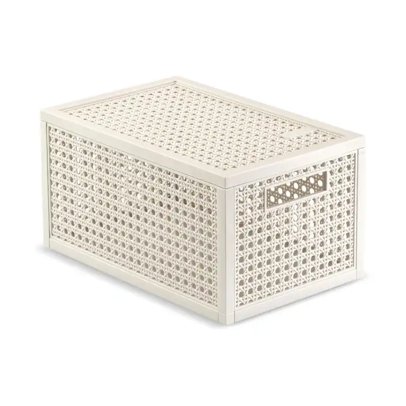 Kremowy pojemnik z pokrywką z plastiku z recyklingu 19x30x15 cm Kaya – Curver Bonami Kup online