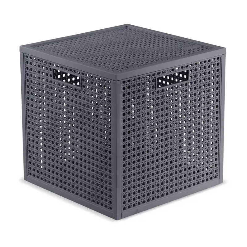 Ciemnoszary pojemnik z pokrywką z plastiku z recyklingu 28x28x28 cm Kaya Cube – Curver Bonami Nie przegap