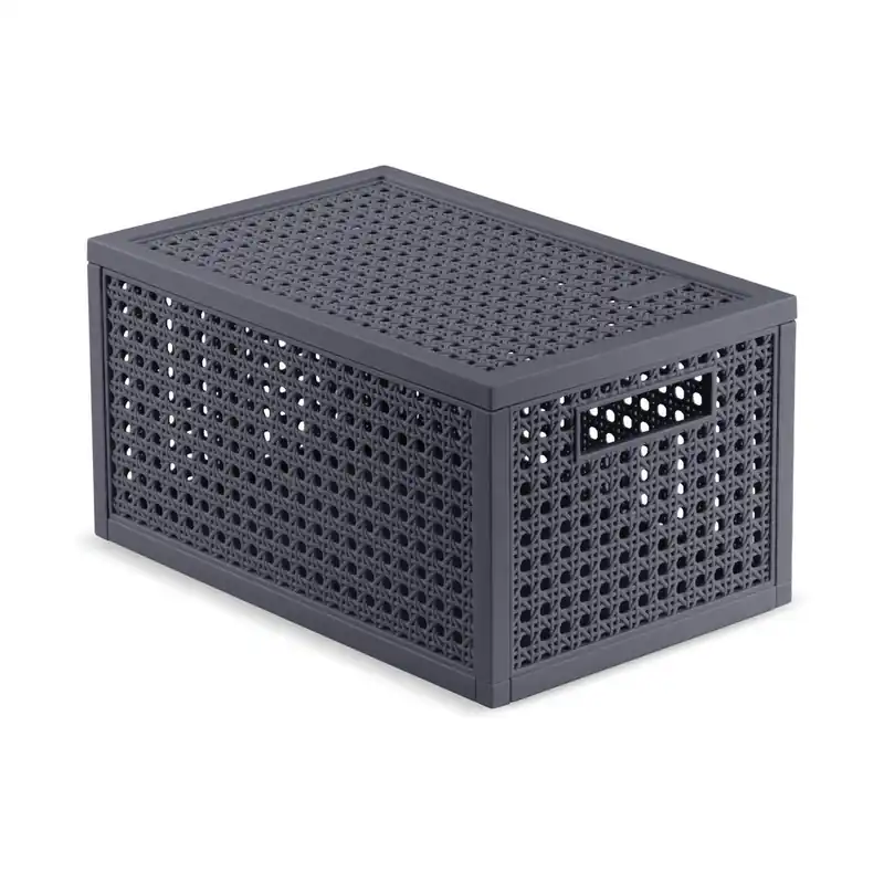 Szybka dostawa Ciemnoszary pojemnik z pokrywką z plastiku z recyklingu 19x30x15 cm Kaya – Curver Bonami