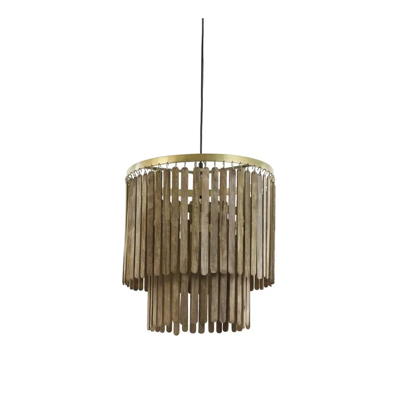 Brązowa lampa wisząca z drewnianym kloszem Gularo – Light & Living Bonami Wysoka jakość