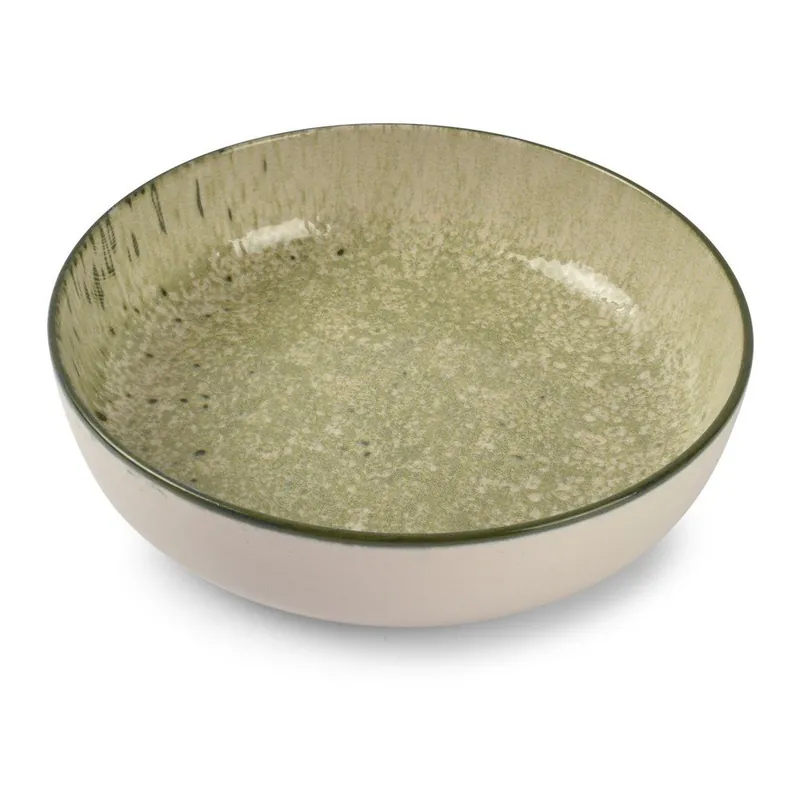 Wyprzedaż Zielony/kremowy głęboki kamionkowy talerz ø 18,5 cm Gravel – ONA Bonami