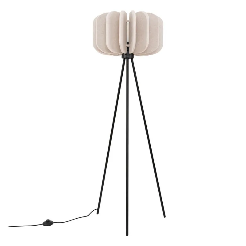 Promocja Beżowa lampa stojąca z tekstylnym kloszem (wysokość 134 cm) Elom – Sollux Bonami