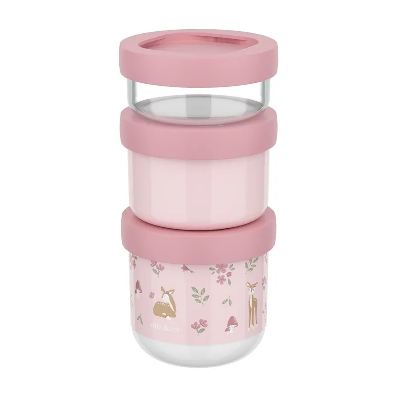 Okazja Jasnoróżowe plastikowe pojemniki śniadaniowe dla dzieci 3 szt. Fairy Garden by Little Dutch – Mepal Bonami