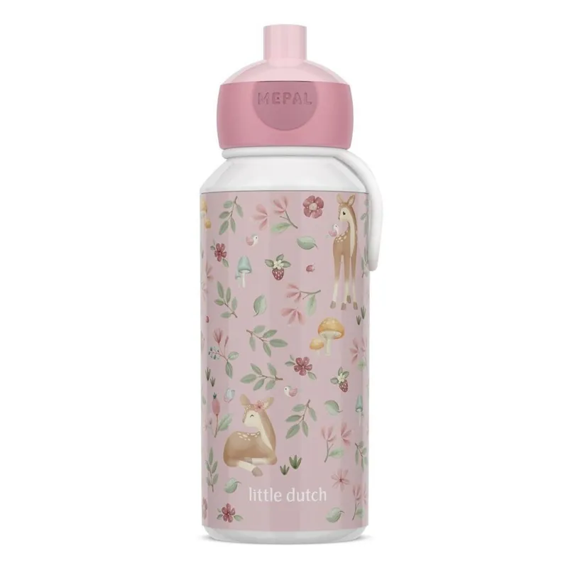 Ograniczona ilość Jasnoróżowa plastikowa butelka dla dzieci 400 ml Fairy Garden by Little Dutch – Mepal Bonami