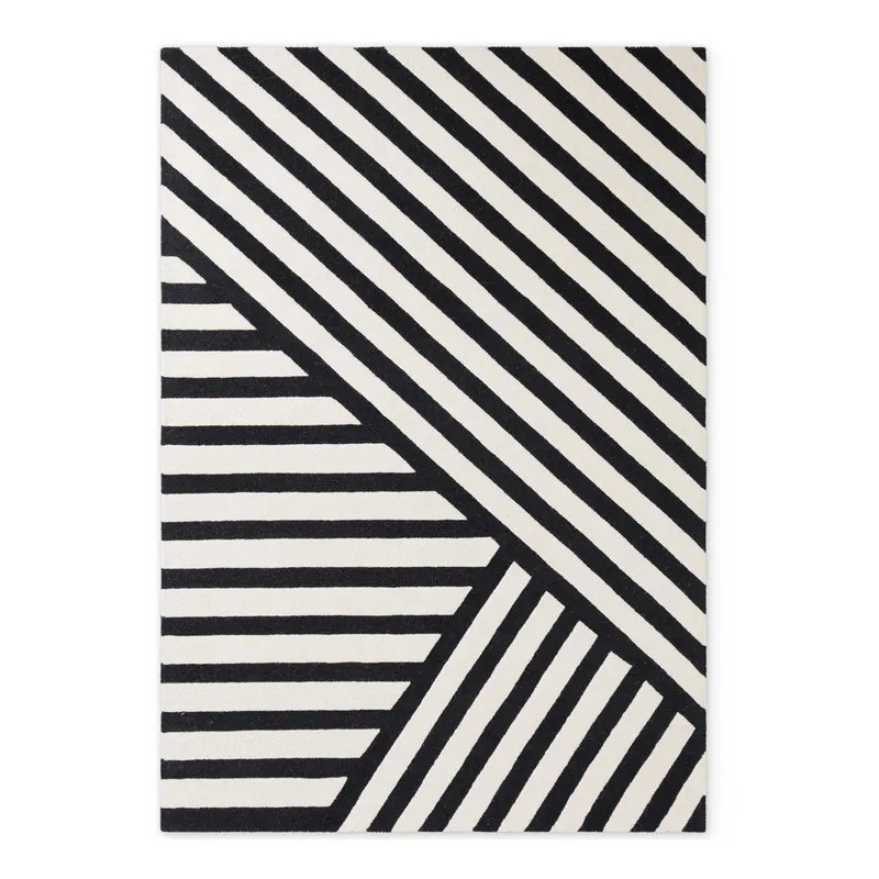 Czarno-biały wełniany dywan tkany ręcznie 200x290 cm Stryve Noir – Elle Decoration Bonami Bezpieczna płatność