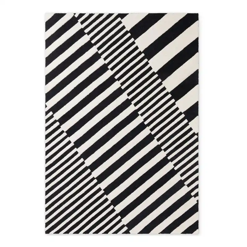 Czarno-biały wełniany dywan tkany ręcznie 120x180 cm Stryve Flux – Elle Decoration Bonami Hit cenowy