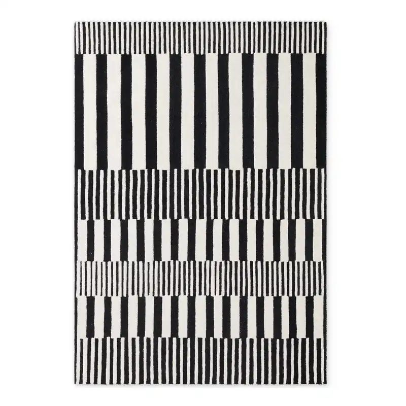 Ograniczona ilość Czarno-biały wełniany dywan tkany ręcznie 200x290 cm Stryve Pulse – Elle Decoration Bonami