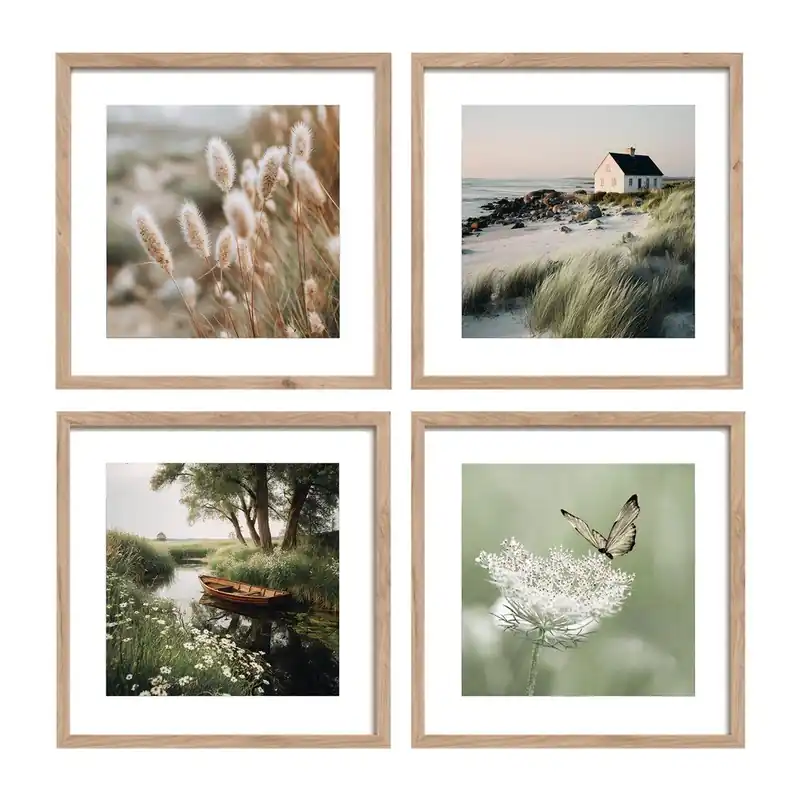 Oferta Obrazy zestaw 4 szt. drukowane z ramą w zestawie 30x30 cm Subtle Nature – Styler Bonami