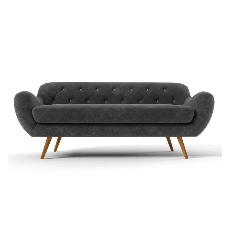 Ciemnoszara sofa trzyosobowa z jasnoszarymi guzikami Wintech Zefir Bonami Ekspresowa dostawa