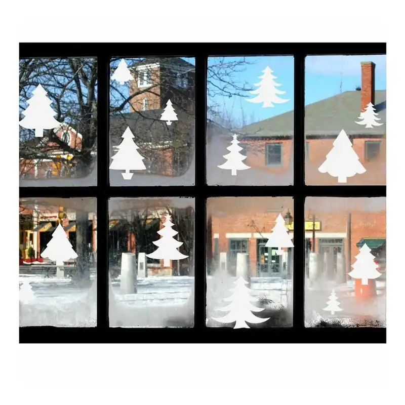 Bezpieczne zakupy Świąteczna naklejka elektrostatyczna Ambiance Bright White Christmas Trees Bonami