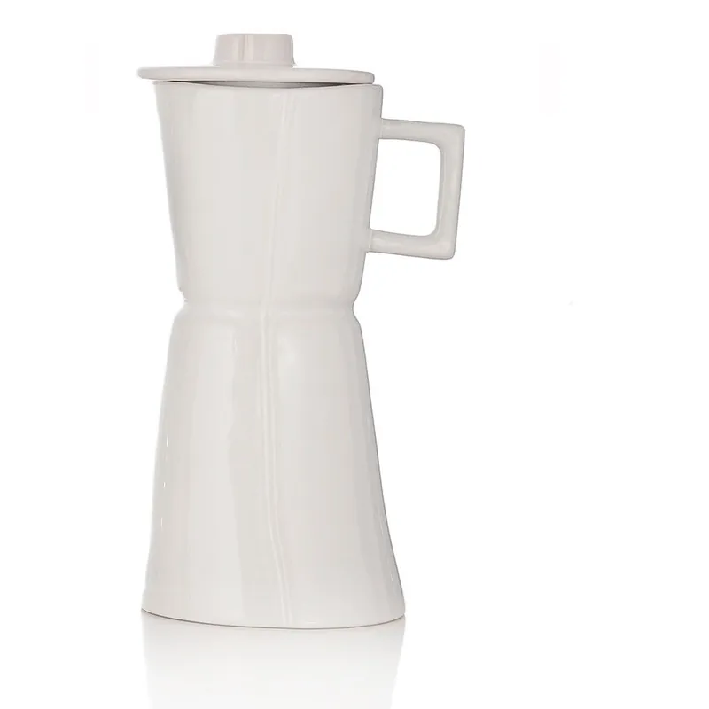 Szybka dostawa Porcelanowy wazon w kształcie kawiarki Terra White Bonami