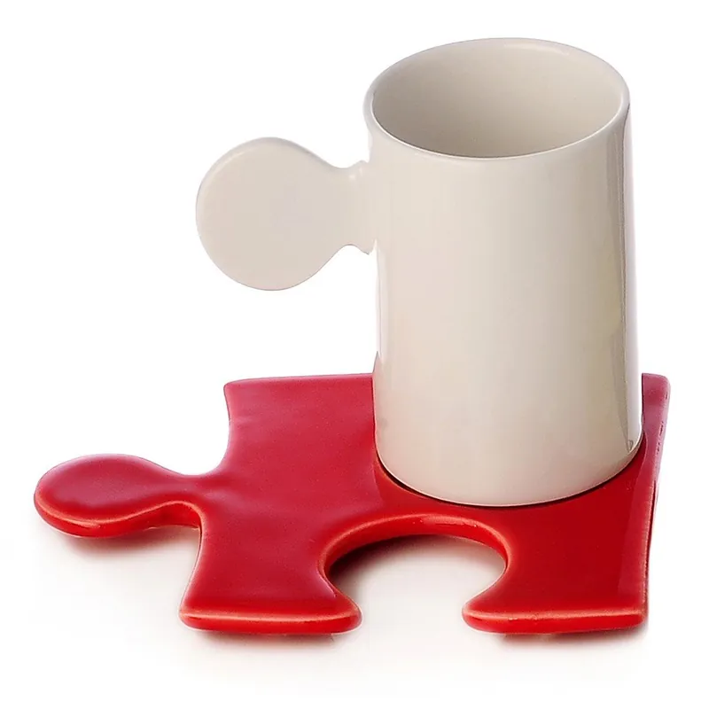 Wysoka jakość Porcelanowy kubek Puzzle White/Red Bonami