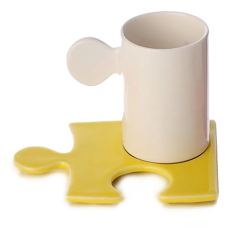 Porcelanowy kubek Puzzle White/Yellow Bonami Wyprzedaż