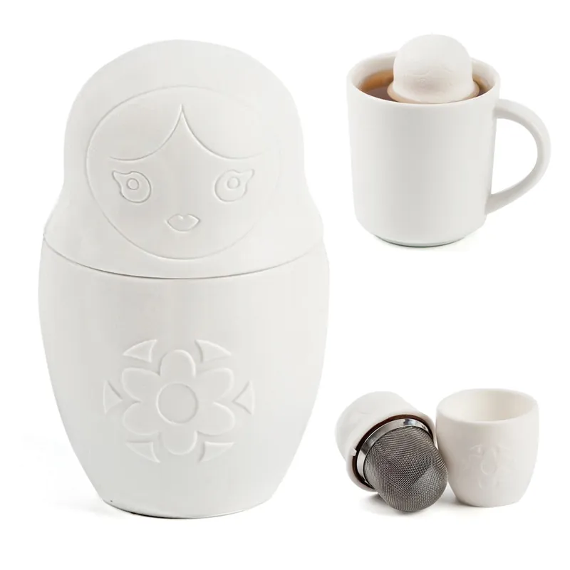 Kup teraz Sitko do herbaty Matryoshka, białe Bonami