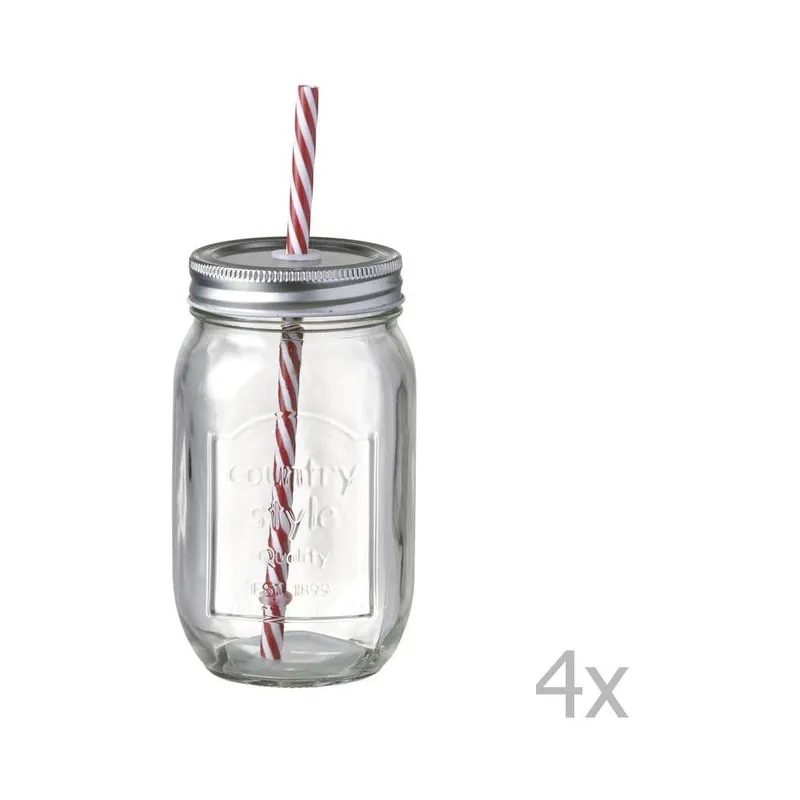 Zestaw 4 słoików ze słomkami Straw Bonami Kup teraz