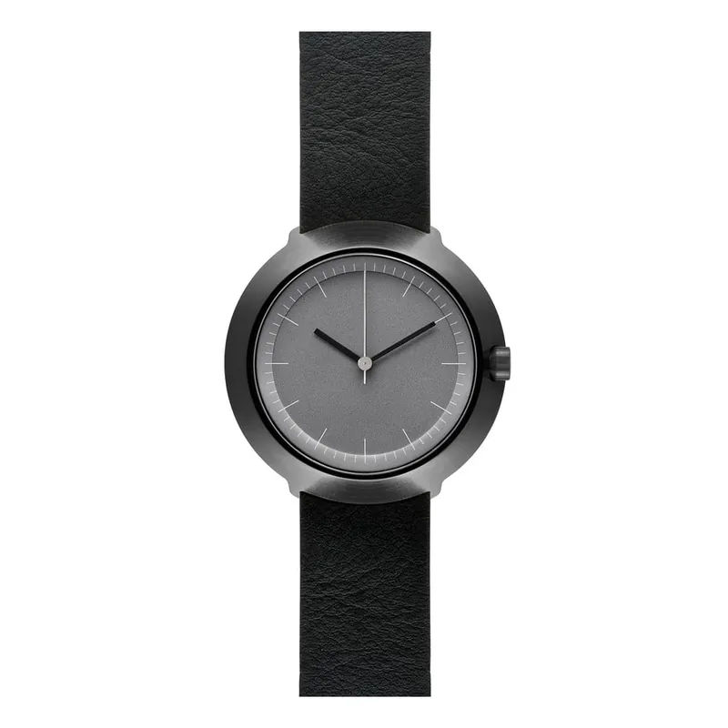 Do wyczerpania zapasów Zegarek Grey Fuji Black Leather, 43 mm Bonami