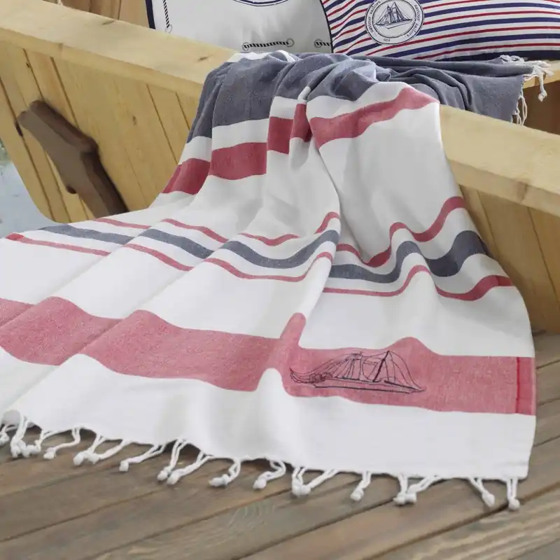 Ręcznik plażowy Marine Organic Navy Red, 100x170 cm Bonami Bestseller
