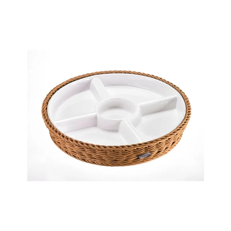Porcelanowa miska do serwowania w beżowym koszyku Saleen, ⌀ 28,5 cm Bonami Cena promocyjna