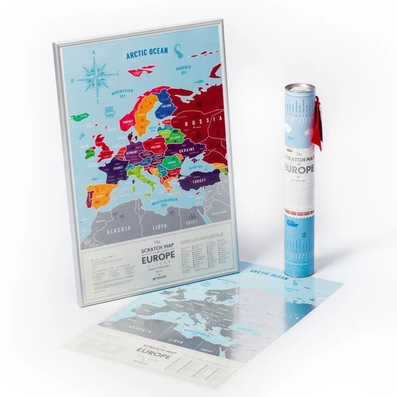 Mapa Europy zdrapka Travel Map of the Europe Silver, 60x40 cm Bonami Ostatnie sztuki