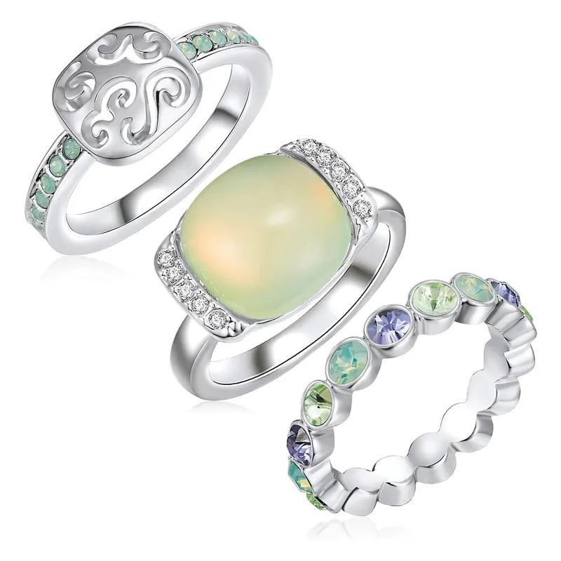 Szybka wysyłka Zestaw 3 pierścionków z kryształami Swarovski Lilly & Chloe Océane, rozm. 50 Bonami
