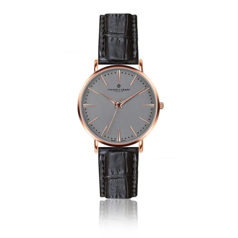 Zegarek męski z czarnym paskiem skórzanym Frederic Graff Rose Eiger Croco Black Leather Bonami Oferta limitowana