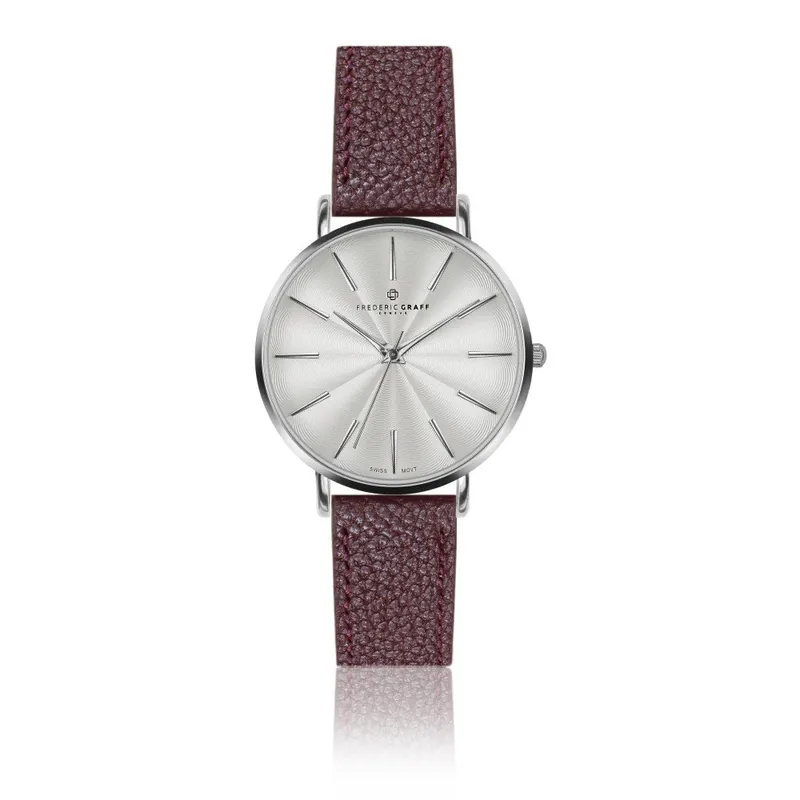 Zegarek damski z bordowym paskiem skórzanym Frederic Graff Silver Monte Rosa Lychee Bordeaux Leather Bonami Obniżka ceny