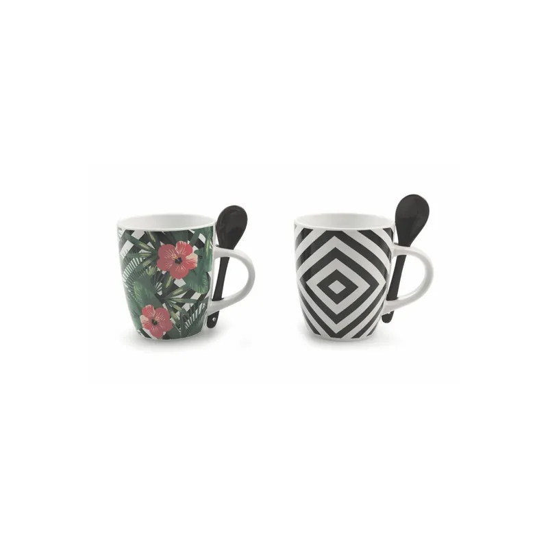Oferta czasowa Zestaw 2 kubków z łyżeczką Villa d‘Este Ibuscus, 389 ml Bonami