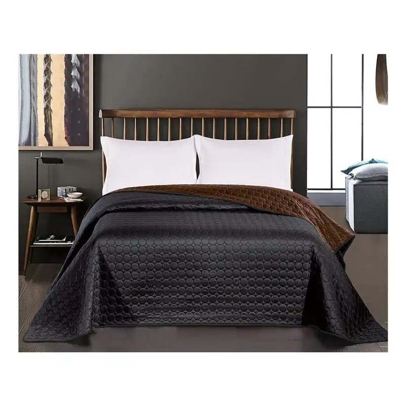 Czarno-brązowa narzuta dwustronna z mikrowłókna DecoKing Salice Dark Chocolate, 220x240 cm Bonami Zniżka
