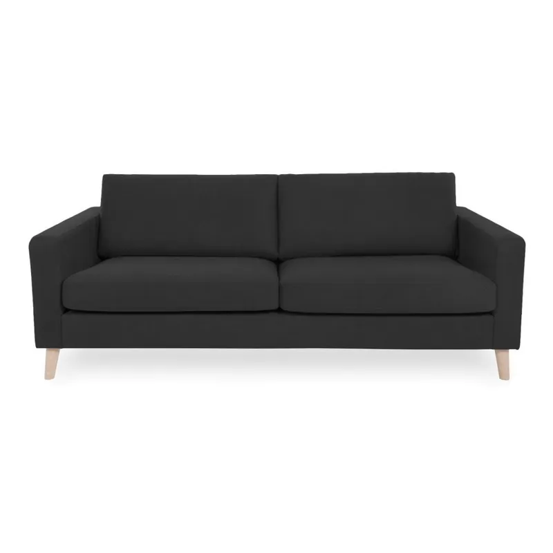 Antracytowa sofa 3-osobowa z jasnymi nogami Vivonita Tom Bonami Bezpieczna płatność