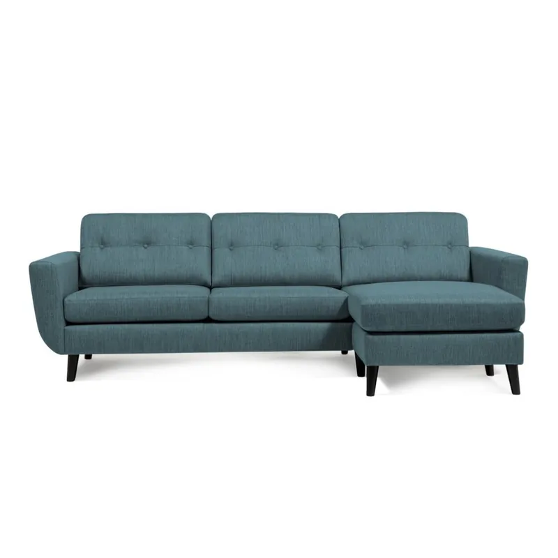Bestseller Niebieska sofa z szezlongiem po prawej stronie Vivonita Harlem Bonami