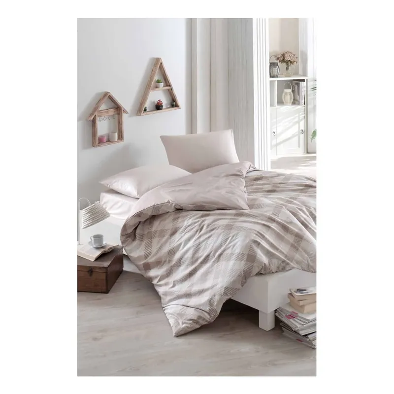 Bawełniana pościel dwuosobowa z prześcieradłem Dahna Cream, 200x220 cm Bonami Oferta