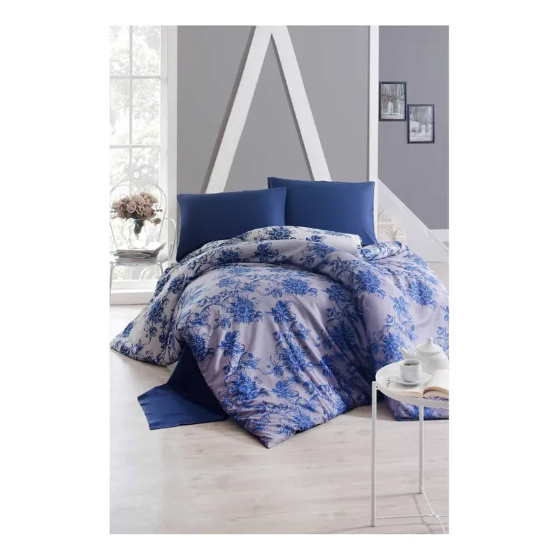 Dwuosobowa pościel z satyny bawełnianej z prześcieradłem Monica Blue, 200x220 cm Bonami Oferta limitowana